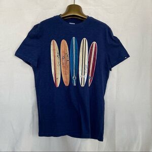 Mens navy large graphic surfboard T shirt
